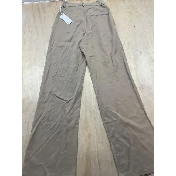 Reformation Mason High Rise Trousers Sz 2 Tan Wide Leg Khaki Twill NWTs $190 - Picture 5 of 7